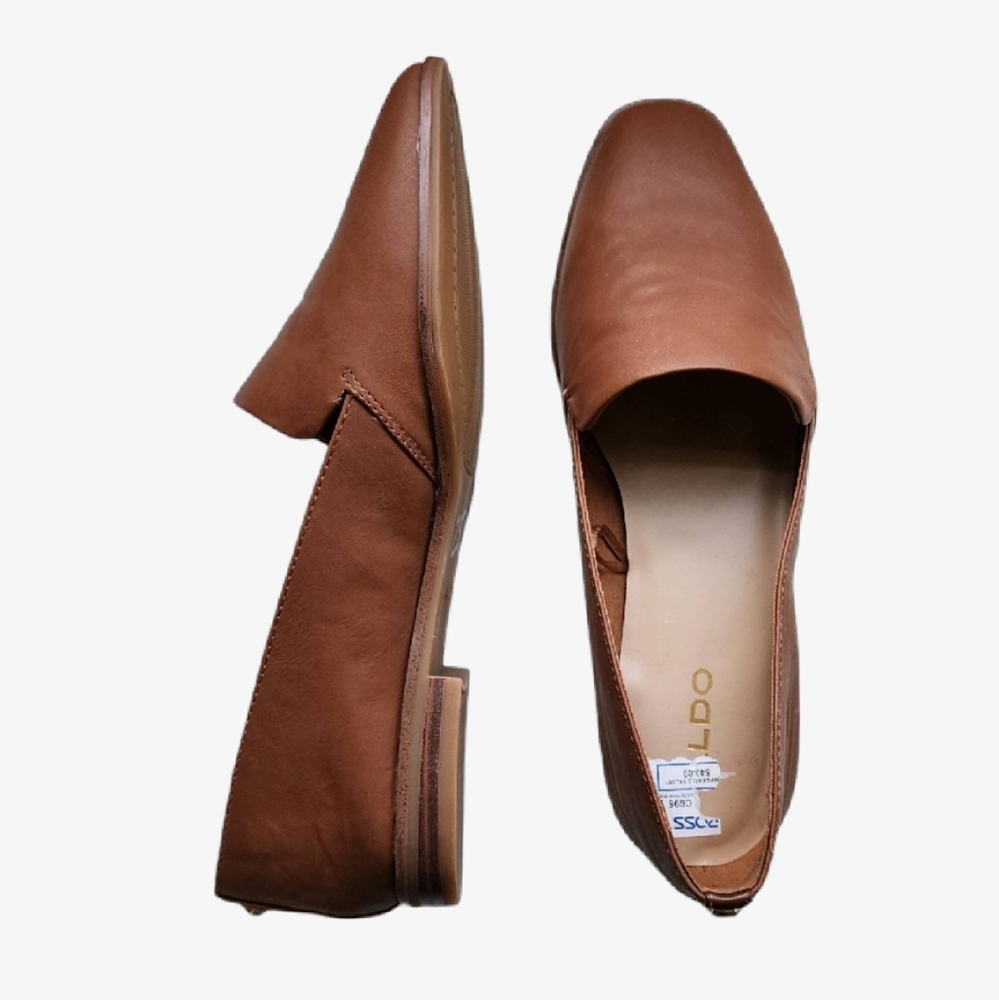 Brown Faux Leather Loafers
